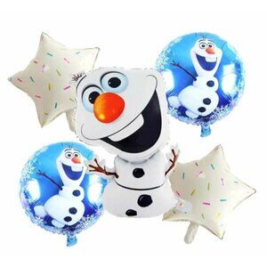 Frozen Birthday Party 5 Olaf Mylar Helium Balloons Stars and Curling Ribbon NEW